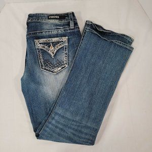 Vigoss Womens Heritage Slim Boot Jeans Rhinestones Tag-12 L32 M- 34x31.5